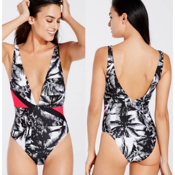 Fabletics maro palm tree print one piece swimsuit - Picture 1 of 5